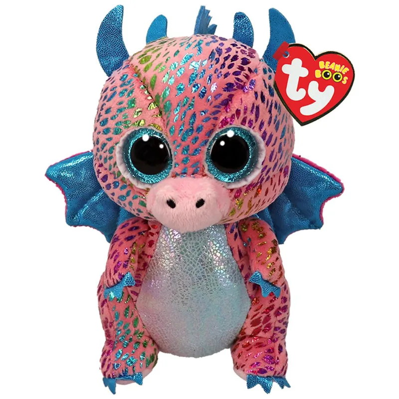 Ty Beanie Babies Flint Plushie Λούτρινο Παιδικό Παιχνίδι Πολύχρωμος Δράκος 1 Τεμάχιο
