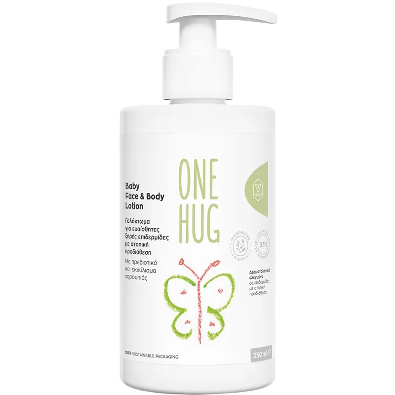 One Hug Baby Face & Body Lotion Βρεφικό Γαλάκτωμα Προσώπου - Σώματος για Ευαίσθητες - Ξηρές Επιδερμίδες με Ατοπική Προδιάθεση 250ml