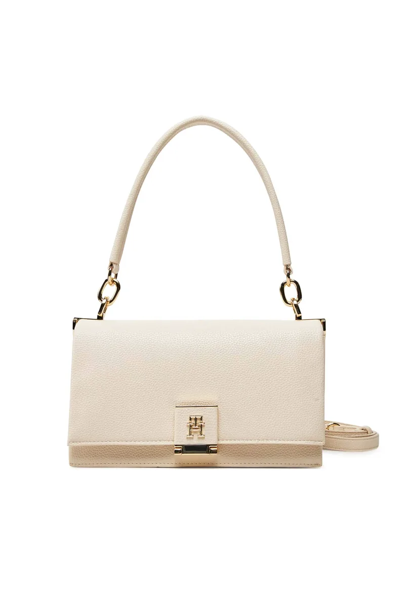 Tommy Hilfiger γυναικεία τσάντα crossbody με μεταλλικό monogram "Her" - AW0AW17216 Εκρού
