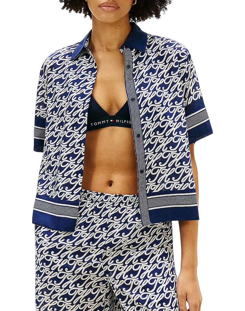 Γυναικείο Κοντομάνικο Πουκάμισο Navy Μπλε Tommy Hilfiger WW0WW49547-0YF