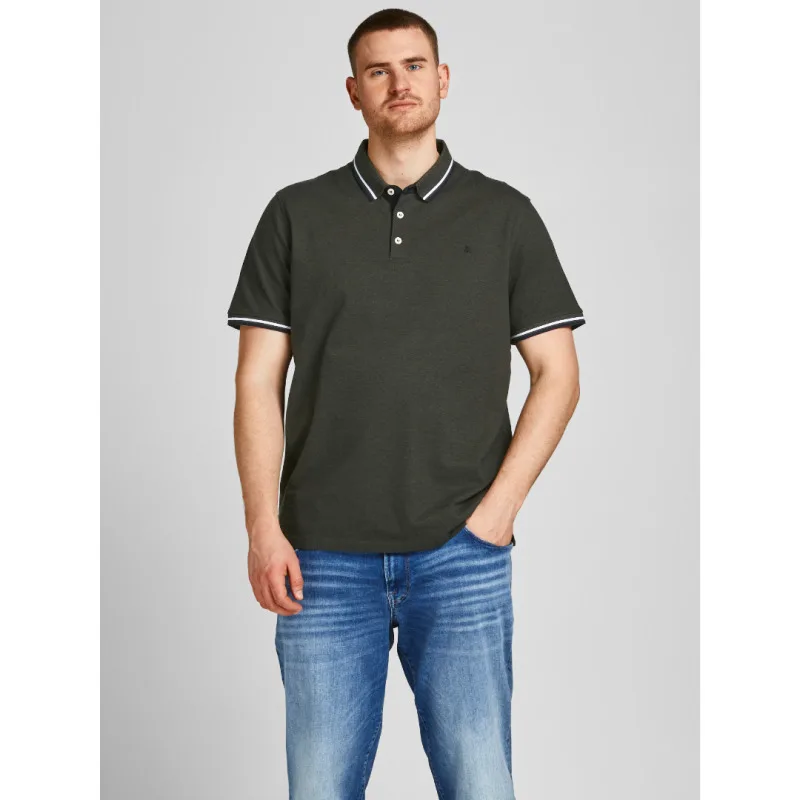 Βαμβακερό Polo πικέ "Paulos" Jack & Jones σε plus fit γραμμή - Forest Night