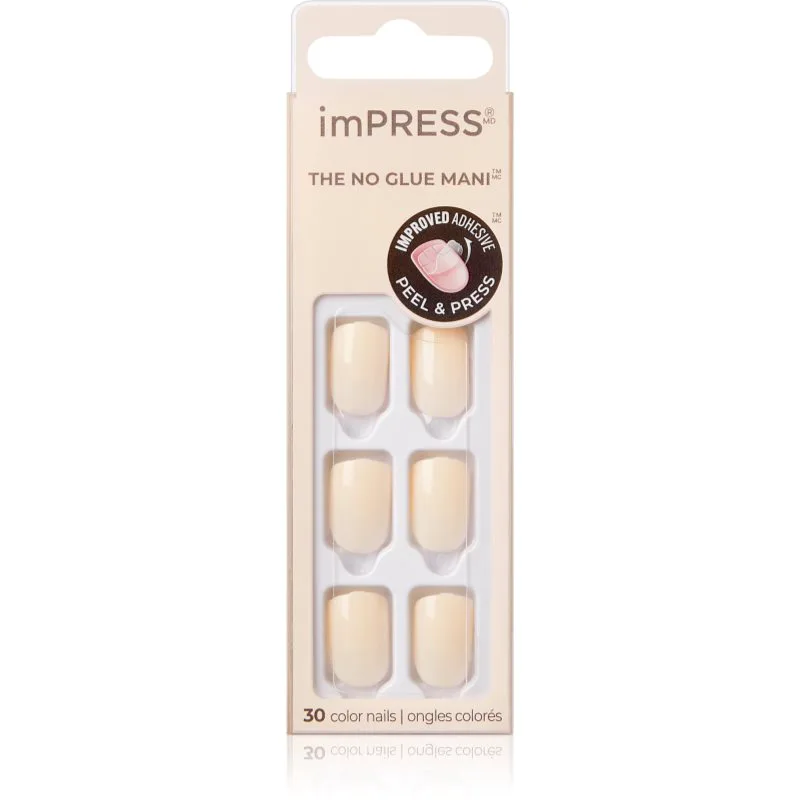 KISS imPRESS The No Glue Mani Short Ψεύτικα νύχια Point Ροζ 30 τμχ