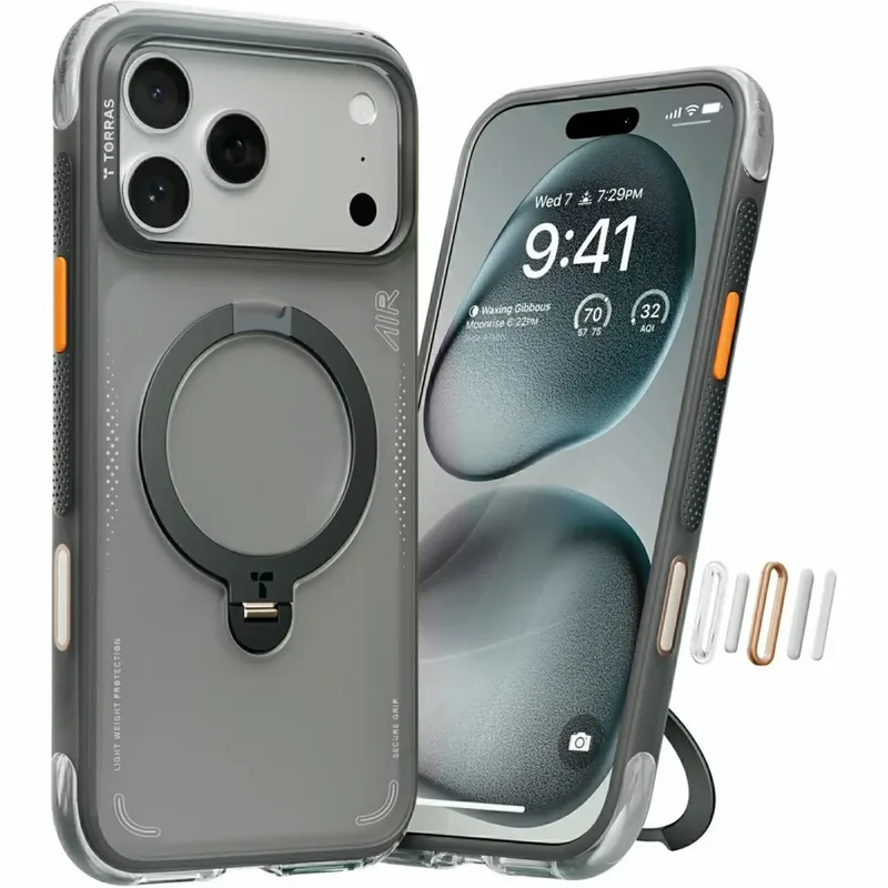 Θήκη iPhone 17 Pro Max Torras Ostand Q3 Air Ημιδιάφανη Ανθεκτική με MagSafe & KickStand - Shadow Black (6938075680152)