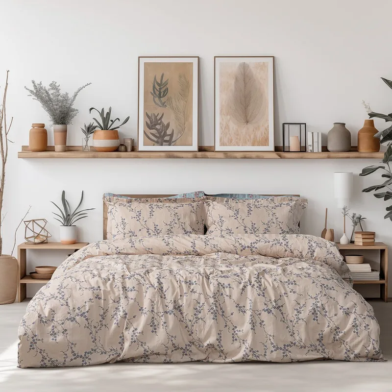 Beauty Home Σετ παπλωματοθήκη υπέρδιπλη Art 12210 Anastasia 100% Βαμβακοσατέν 300tc 230x250 Μπεζ