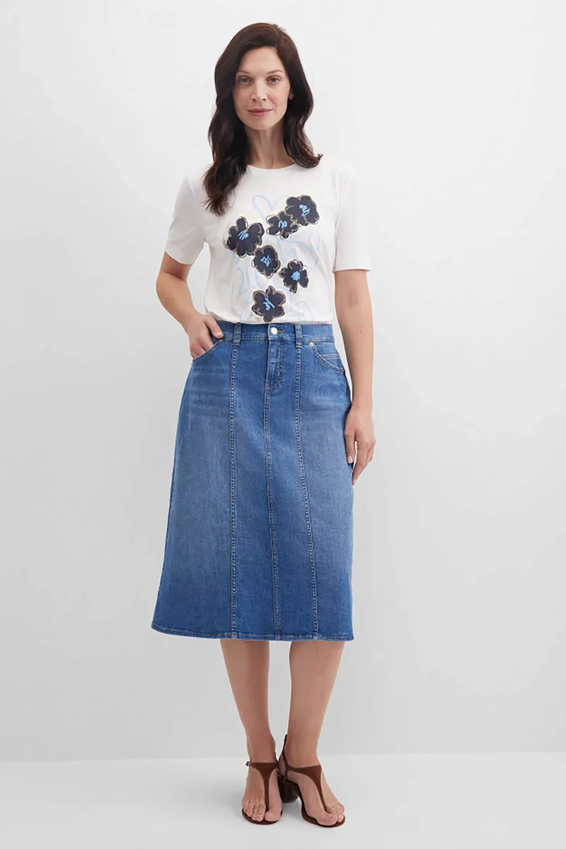 Gerry Weber γυναικεία denim φούστα midi - N65615395042 Denim Blue