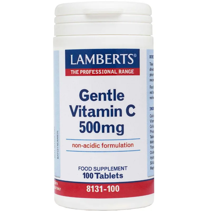 Lamberts Gentle Vitamin C Συμπλήρωμα Διατροφής Βιταμίνης C μη Όξινο Κατάλληλο για Άτομα με Γαστρεντερικές Διαταραχές για Τόνωση του Ανοσοποιητικού 500mg, 100tabs