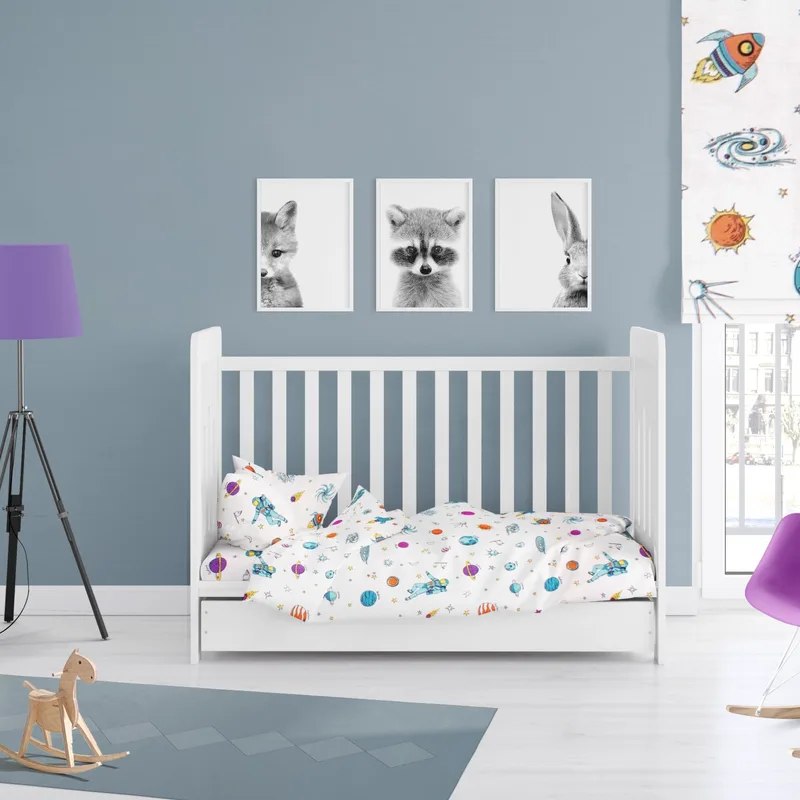 Σεντόνια Κούνιας με Λάστιχο Dimcol Space 188 White 70x140+15