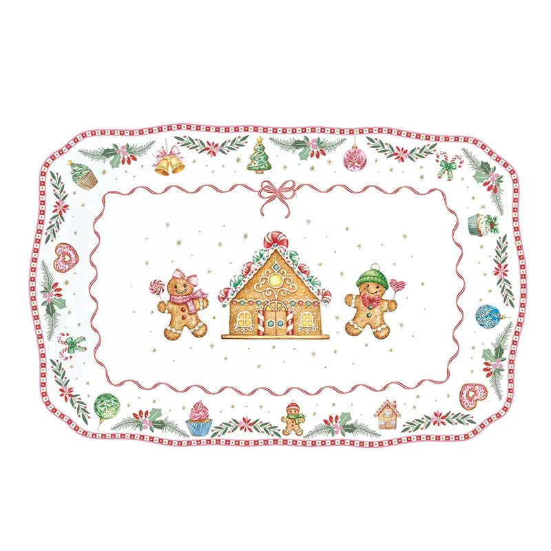 R2S Χριστουγεννιάτικη Πιατέλα Sweet Christmas Gingerbread House 37cm