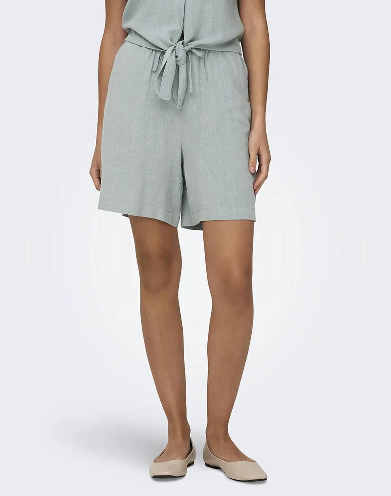 ONLY ONLSIESTA MW PULL-UP LIN BL SHORTS NOOS 15333032-Abyss Olive