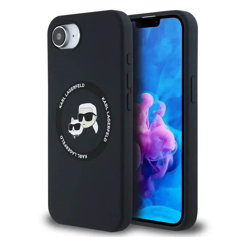 Θήκη Karl Lagerfeld Liquid Silicone Karl&Choupette Ring MagSafe Black iPhone 16e/17e