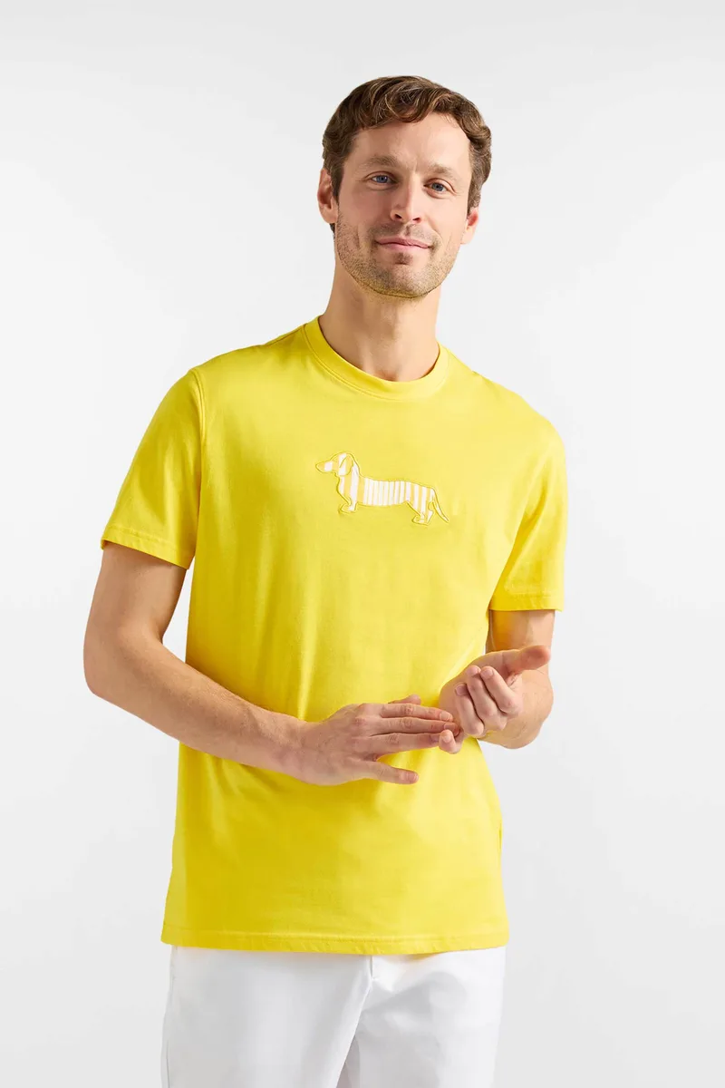 Harmont & Blaine ανδρικό T-shirt με κεντημένο λογότυπο Regular Fit - IRQ403021055R Κίτρινο