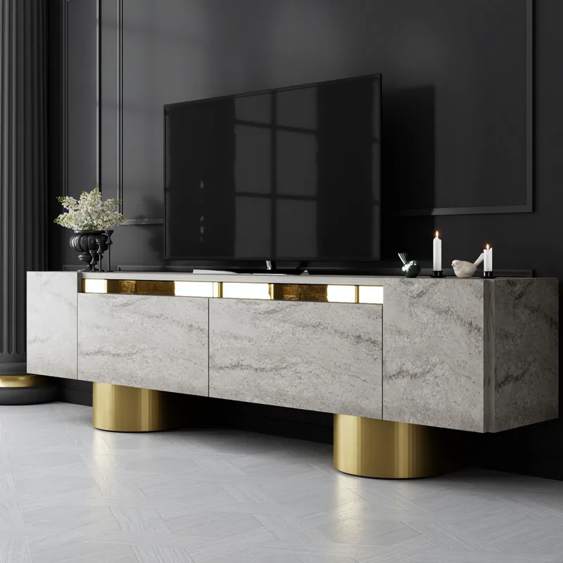 Βάση Τηλεόρασης Bohem - Travertine, Χρυσό 618Bly1262 (180x16x30)