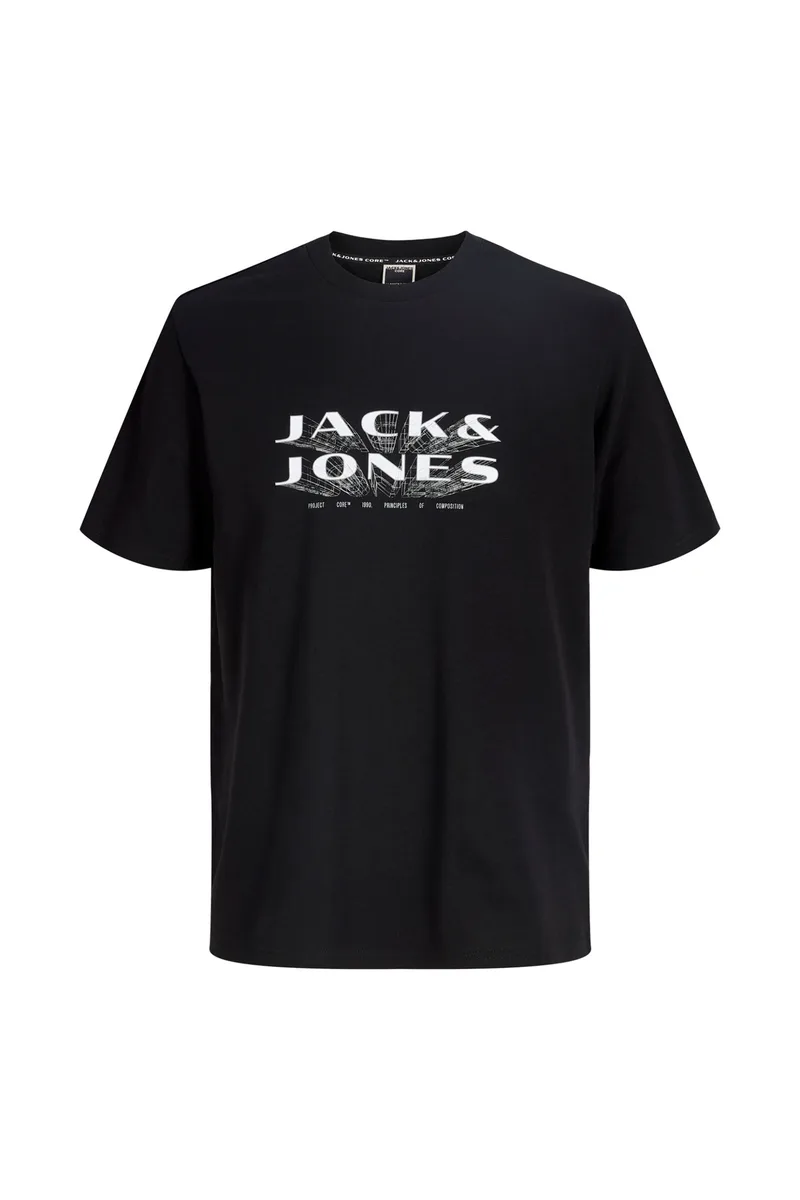 JACK & JONES ανδρικό T-shirt με graphic logo Regular Fit - 12289880 Μαύρο