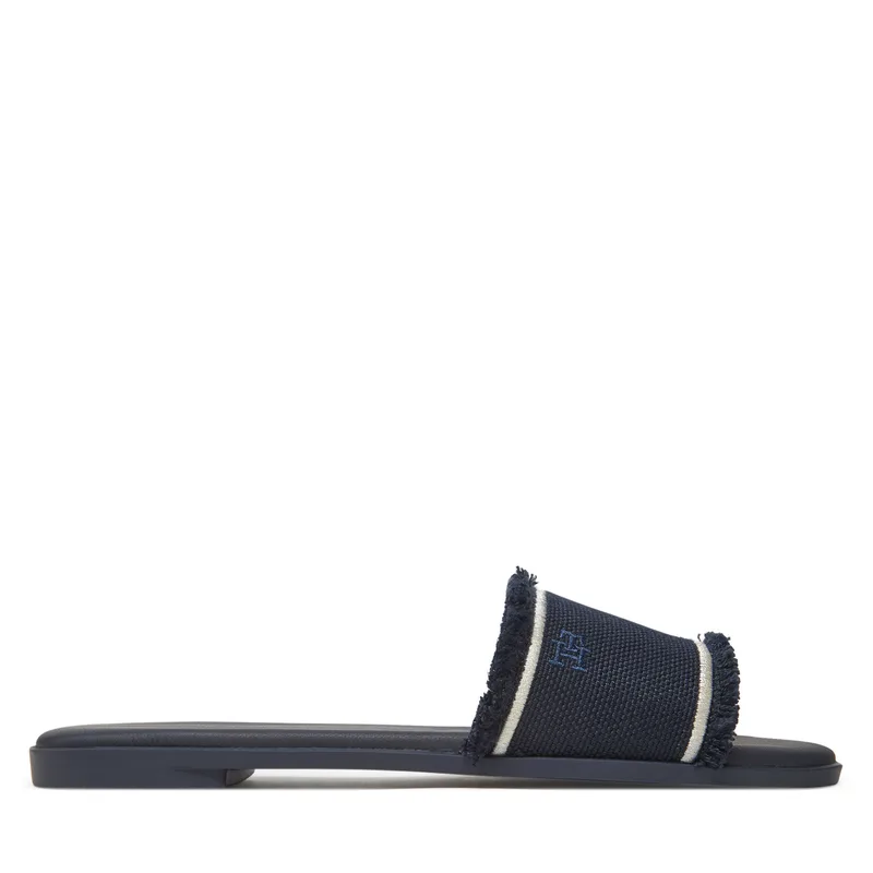 Παντόφλες Tommy Hilfiger Fringe Canvas Flat Sandal FW0FW08908 Σκούρο μπλε