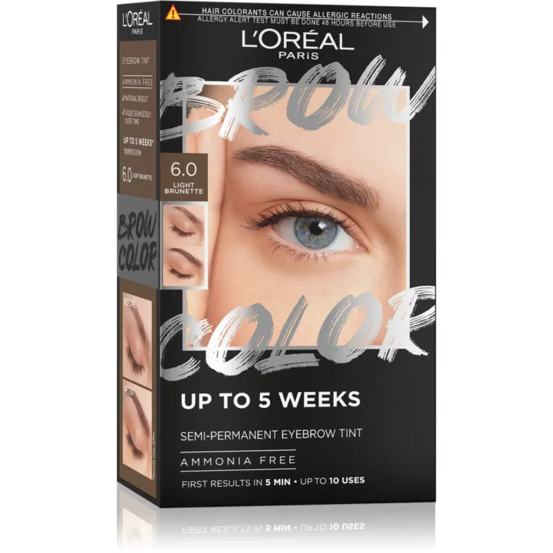 L’Oréal Paris Brow Color βαφή για τα φρύδια απόχρωση 6.0 Light Brunette 1 τμχ