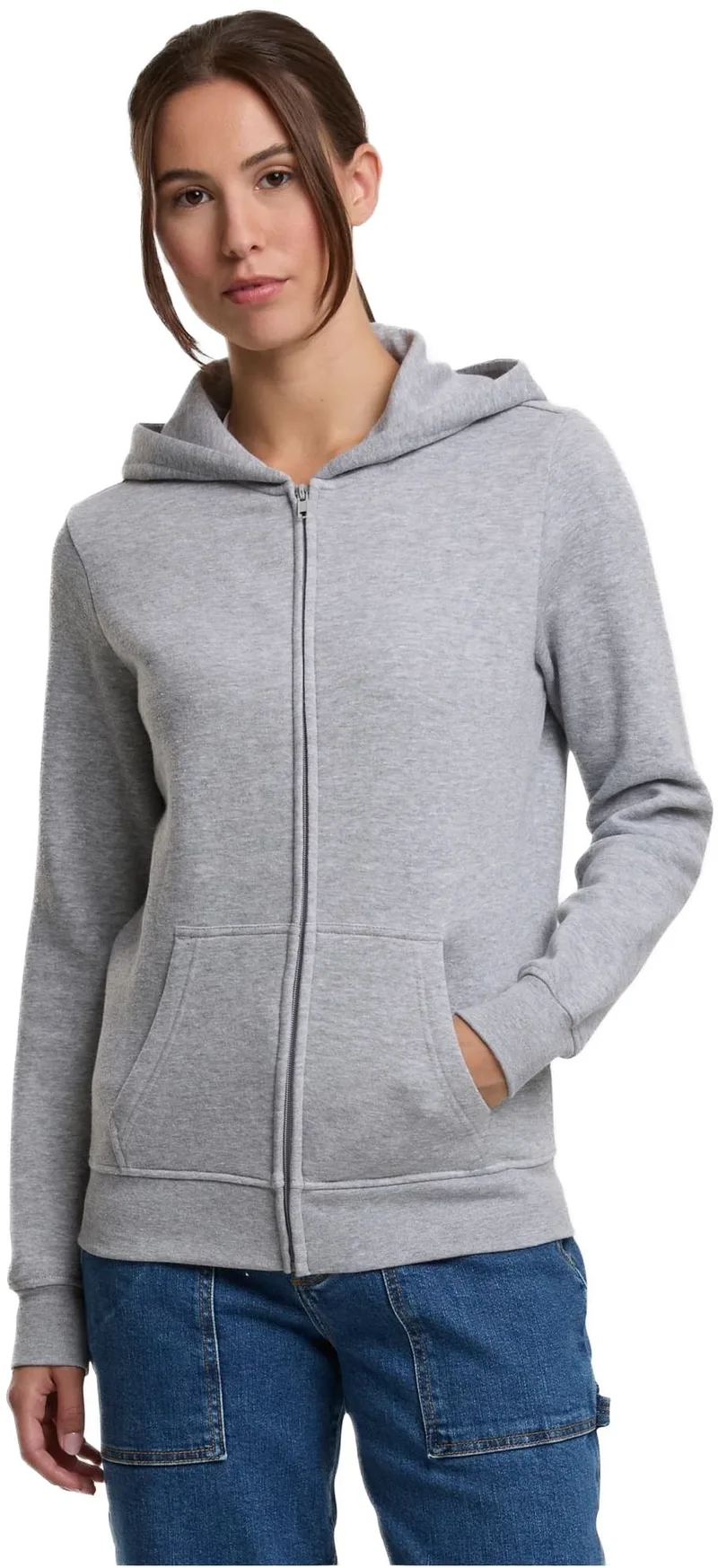 Ladies Basic Essential Zip Hoody Urban Classics TB8005-03061 heathergrey