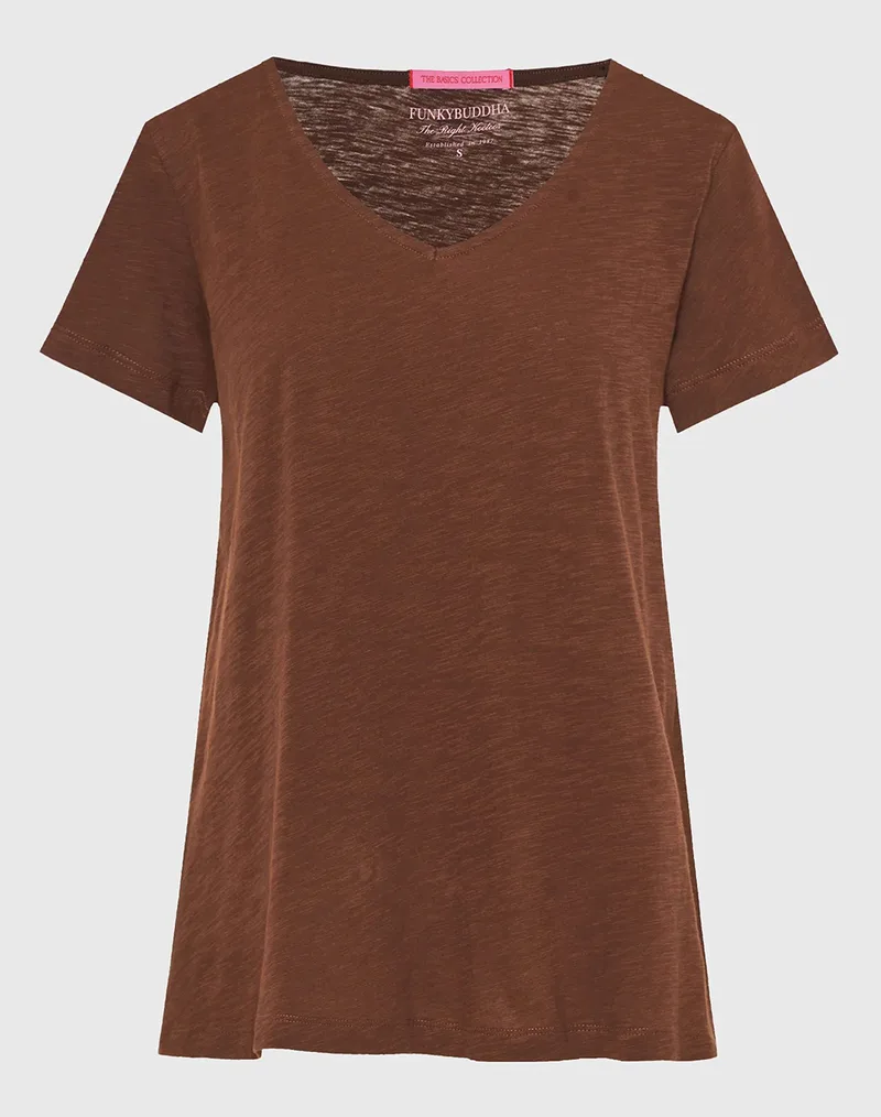 FUNKY BUDDHA T-Shirts FBL013-100-04-BRUNETTE Brown