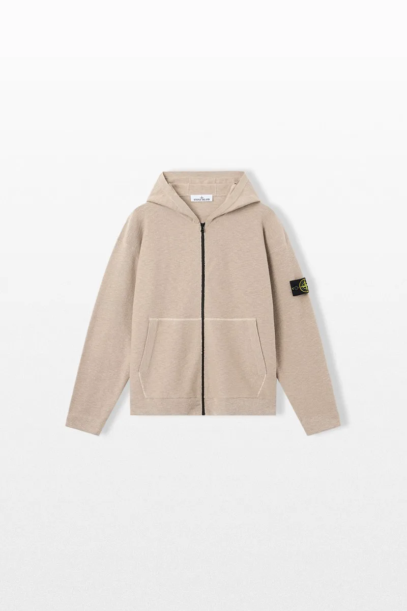 STONE ISLAND Ανδρικό Μπεζ Zip Up Hooded Jumper