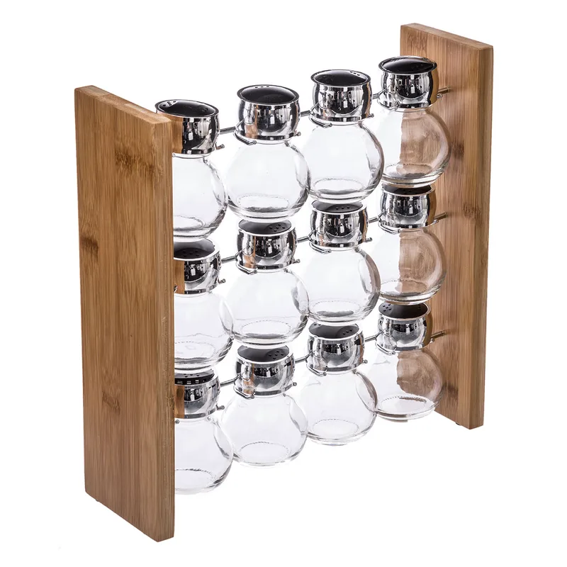 Βαζάκια Μπαχαρικών Σε Βάση (Σετ 12τμχ) S-D Spices Rack 146666