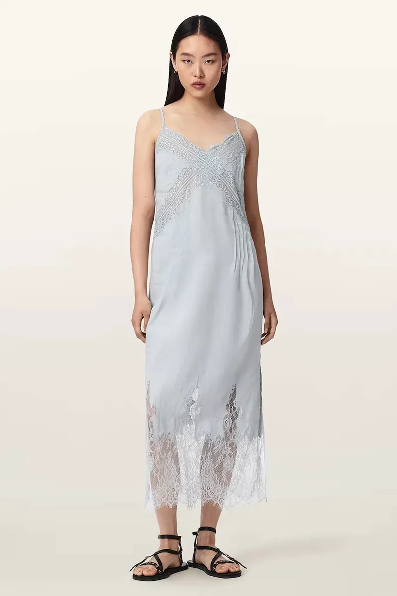 AllSaints φόρεμα lingerie λινό SAMIA