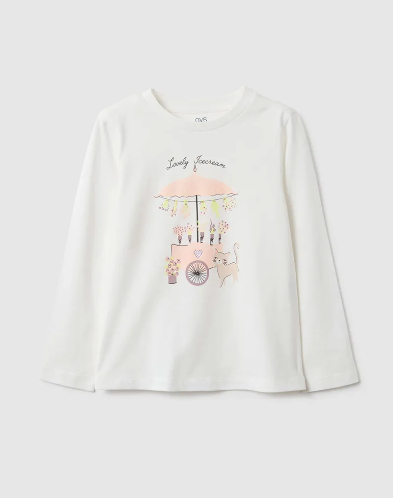 OVS TSH LS 4-5 COL STRASS 2558128-CLOUD DANCER Ecru