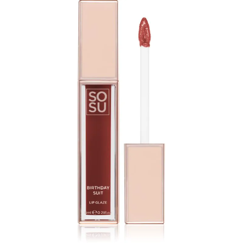 SOSU Cosmetics Satin Lip Glaze ενυδατικό λιπ γκλος απόχρωση Birthday Suit 6 ml