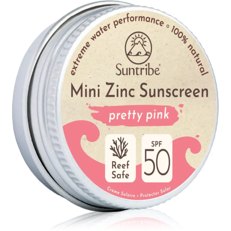 Suntribe Mini Zinc Sunscreen μεταλλική προστατευτική κρέμα γιαι πρόσωπο και σώμα SPF 50 Pretty Ροζ 15 γρ