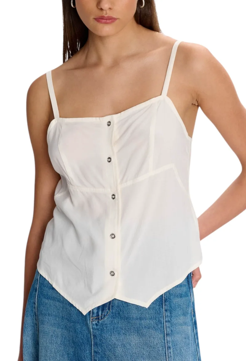 Top Ale Αμάνικο Με Κουμπιά 8921022-OFF WHITE Γυναικείο