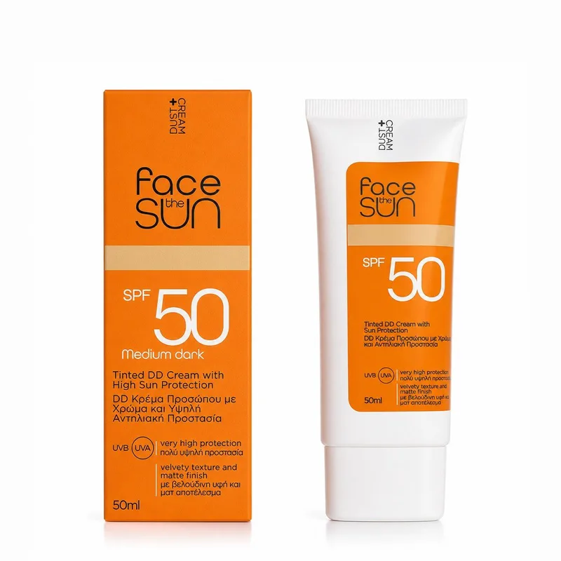 ΑΝΤΗΛΙΑΚΗ ΚΡΕΜΑ ΠΡΟΣΩΠΟΥ DD MEDIUM-DARK FACE THE SUN SPF 50 50ml