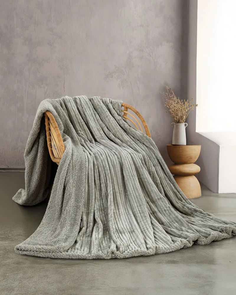 Κουβέρτα Γούνινη με Sherpa Υπέρδιπλη Rythmos Jollein Γκρι 220x240