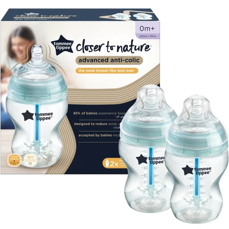 Tommee Tippee Advanced Anti-Colic Baby Bottle 0m+ Μπιμπερό Πολυπροπυλενίου Αργής Ροής με Θηλή Σιλικόνης Κατά των Κολικών 2x260ml, Κωδ 42252586