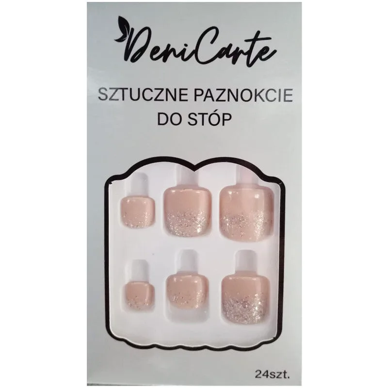 Deni Carte Artificial nails, toenails, flesh-colored glitter