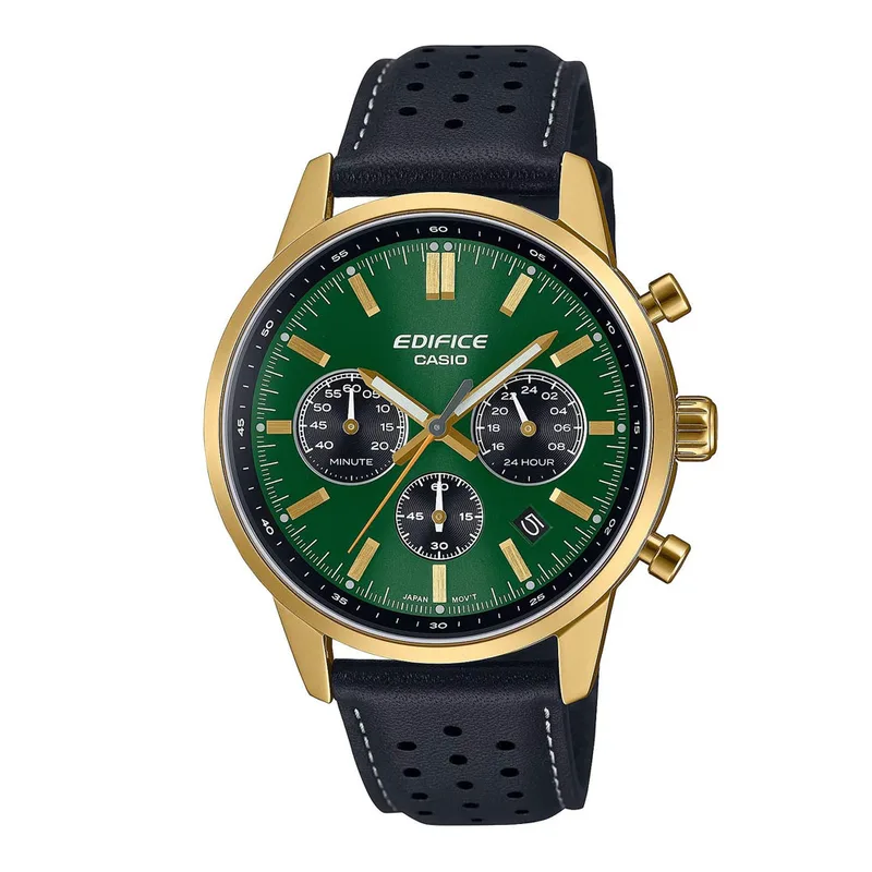 CASIO Edifice Chronograph Black Rally Leather Strap EFR-575CL-3AEF
