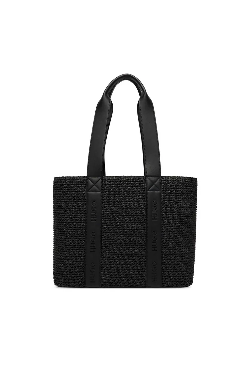 Hugo Boss γυναικεία ψάθινη τσάντα tote με λογότυπο "Becky" - 50563016 Μαύρο