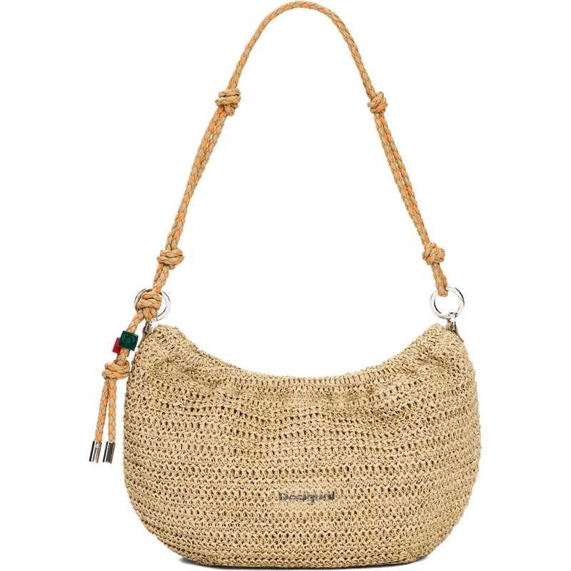 Desigual ψάθινη τσάντα ώμου HALF LOGO RAFFIA 26SAXO01