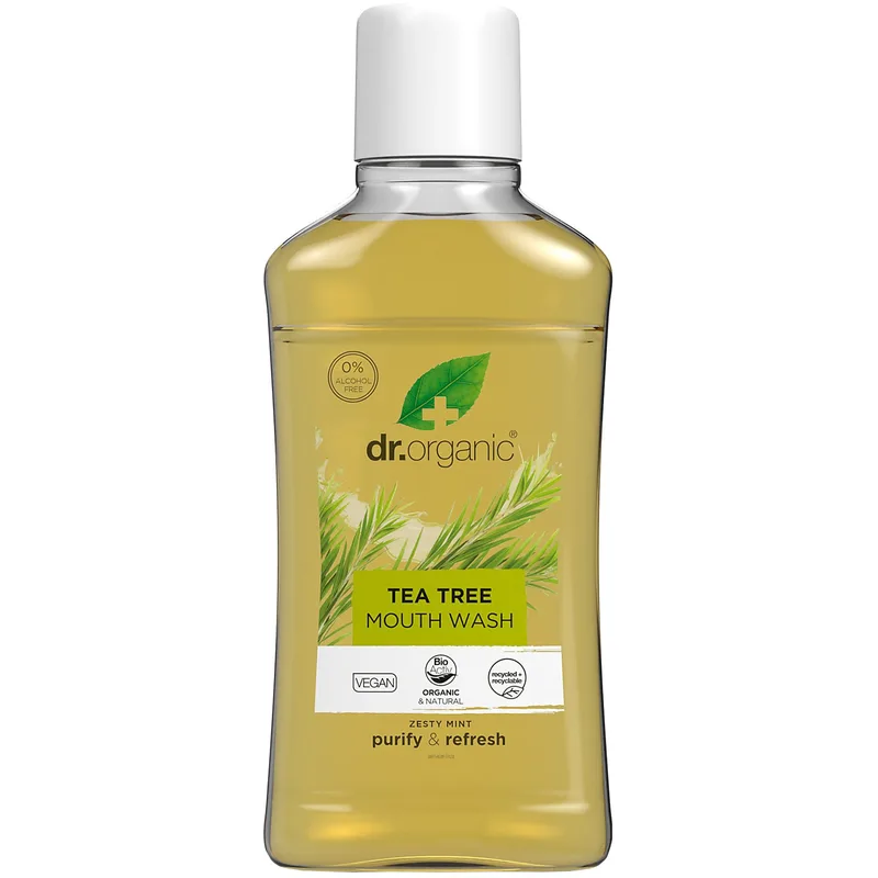 Dr Organic Tea Tree Mouthwash Στοματικό Διάλυμα με Δροσερό Άρωμα Μέντας 500ml