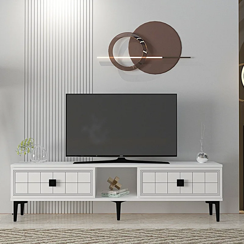 Έπιπλο Τηλεόρασης Yuka 150 - White 555Chm1114 (150x41x30 cm)