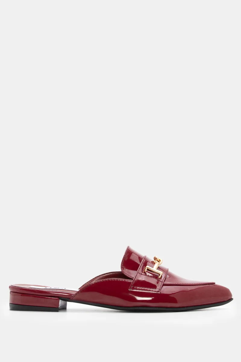 LUIGI DESIGN - Mules Loafers με Διακοσμητική Αγκράφα - Μπορντό-Λουστρίνι