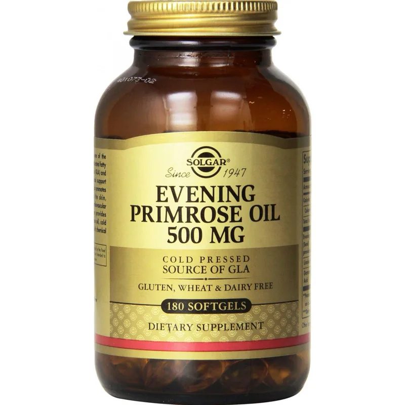 Solgar Evening Primrose Oil 500mg Συμπλήρωμα Διατροφής Ελαίου Νυχτολούλουδου για την Αντιμετώπιση των Προεμμηνορυσιακών Συμπτωμάτων 180 Softgels