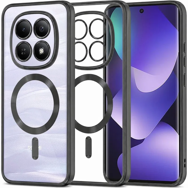 Θήκη Xiaomi Redmi Note 15 / Poco M8 Techsuit Luxury Crystal Διάφανη Σιλικόνης με MagSafe - Black (5949419368170)