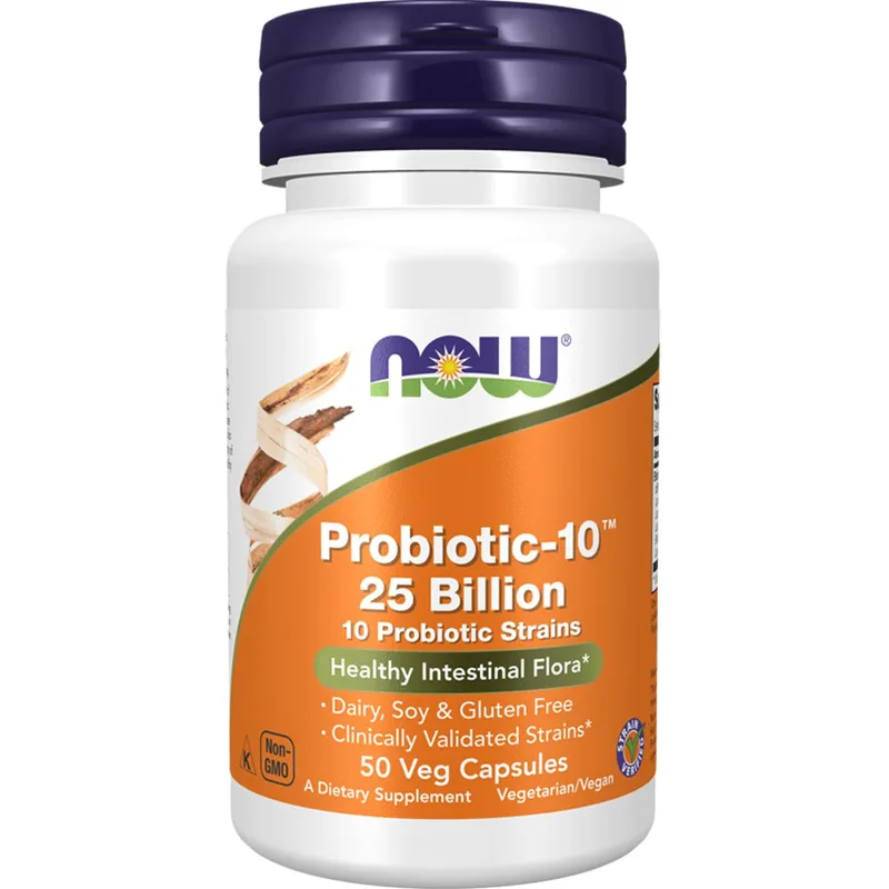 Now Foods Probiotic-10 25 Billion Συμπλήρωμα Διατροφής Προβιοτικών για την Καλή Λειτουργία του Εντέρου & Αντιμετώπιση Γαστροπεπτικών Διαταραχών 50 Veg.caps