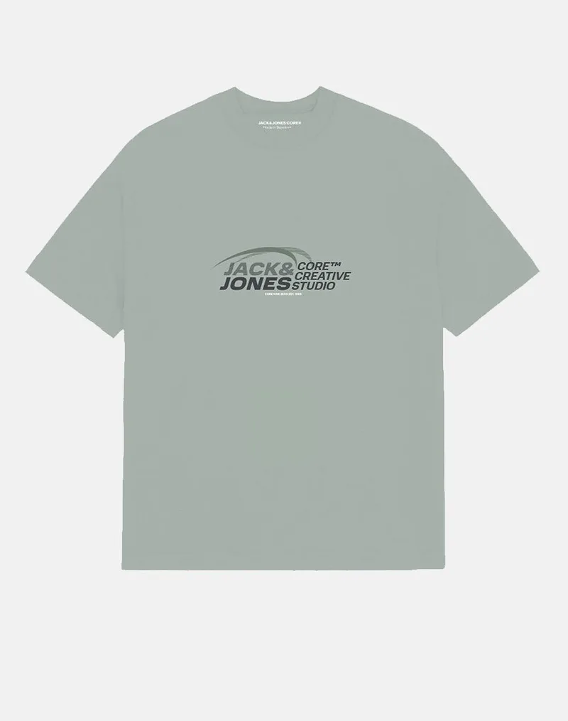 JACK&JONES JCOTARMAC PRINT TEE SS CREW NECK FST 12276408-Aqua Gray Gray