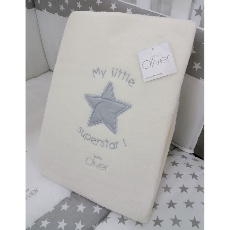 Κουβέρτα Fleece Κούνιας Baby Oliver Design 301 My Little Super Star 100x140