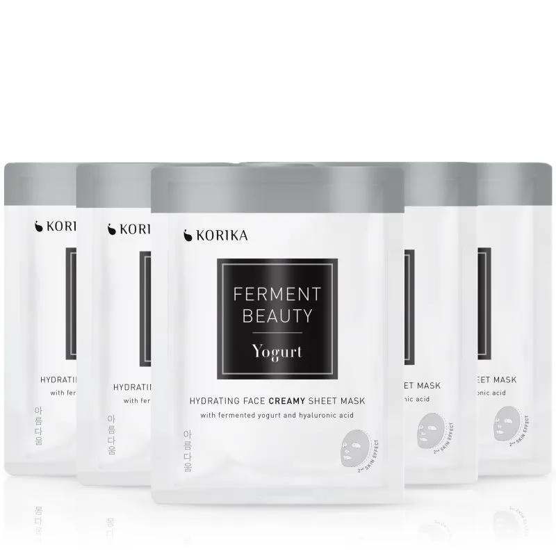 KORIKA FermentBeauty Set of 5 Hydrating Face Sheet Masks with Fermented Yogurt and Hyaluronic Acid μάσκα προσώπου σε μειωμένη τιμή