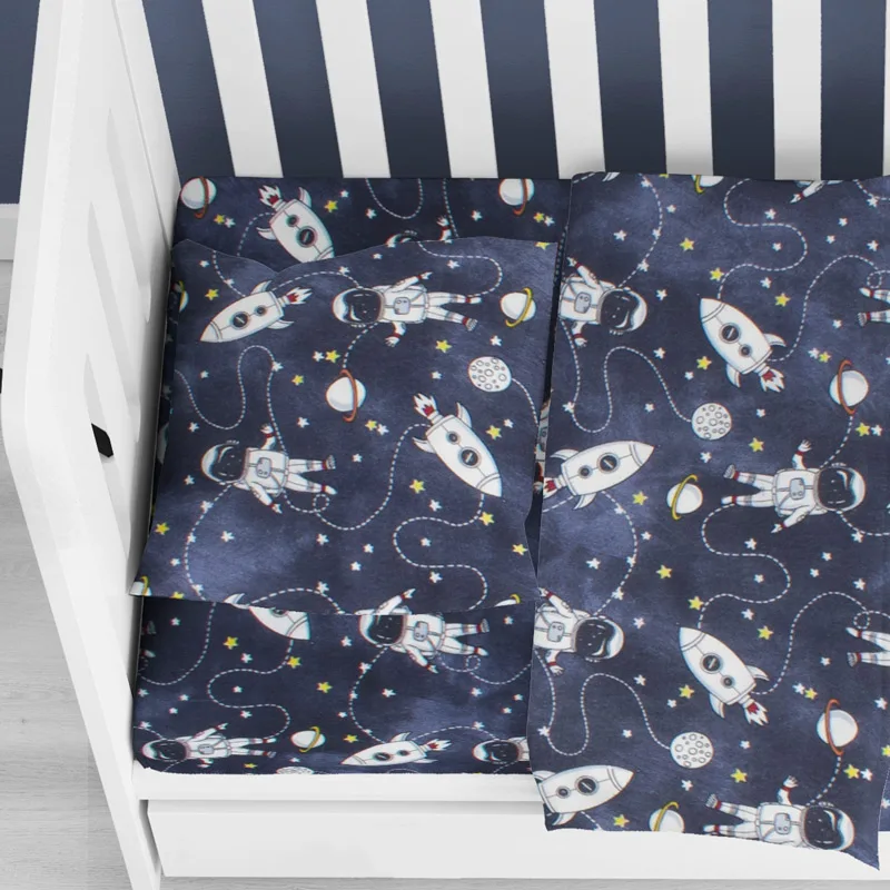 Φανελένια Βρεφική Μαξιλαροθήκη 35x45 Dimcol Galaxy Travel 90 Blue 35x45