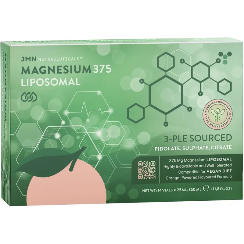 JMN Nutraceuticals Magnesium 375mg Triple Source Liposomal Συμπλήρωμα Διατροφής 3 Μορφών Μαγνησίου Λιποσωμιακής Σύνθεσης για την Καλή Λειτουργία των Μυών & του Νευρικού Συστήματος σε Πόσιμο Υγρό με Γεύση Πορτοκάλι 350ml (14vialsx25ml)