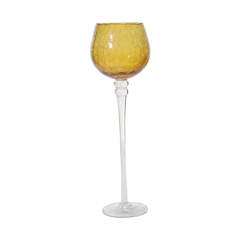 Κηροπήγιο Γυάλινο Κρακελέ Μελί 29εκ. Royal Art AAN4100/29A (Υλικό: Γυαλί, Χρώμα: Μελί) - Royal Art Collection - AAN4100/29A