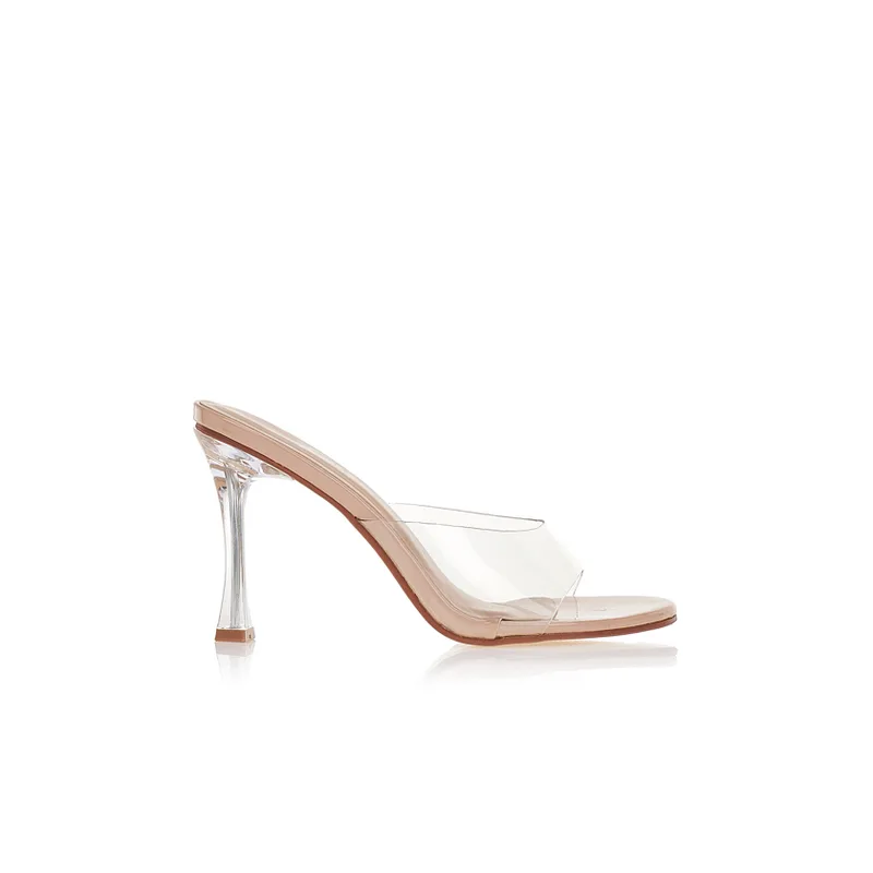 Πέδιλα mules με διαφάνεια NUDE