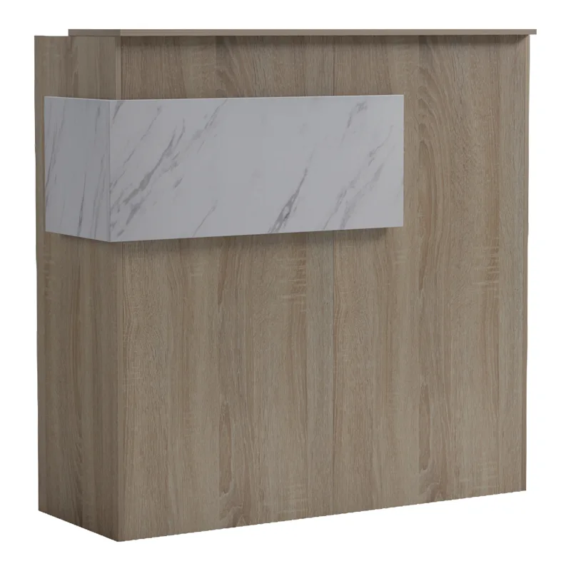 Γραφείο reception Optima pakoworld με led sonoma-λευκή όψη μαρμάρου 110x40x110εκ - PAKO WORLD - 230-000186