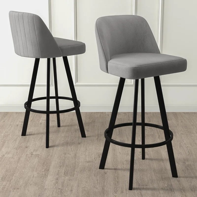 Σετ Σκαμπό Μπαρ (4 Τμχ) Atex - Grey, Black 240Chr1880 (44x105x42 cm)